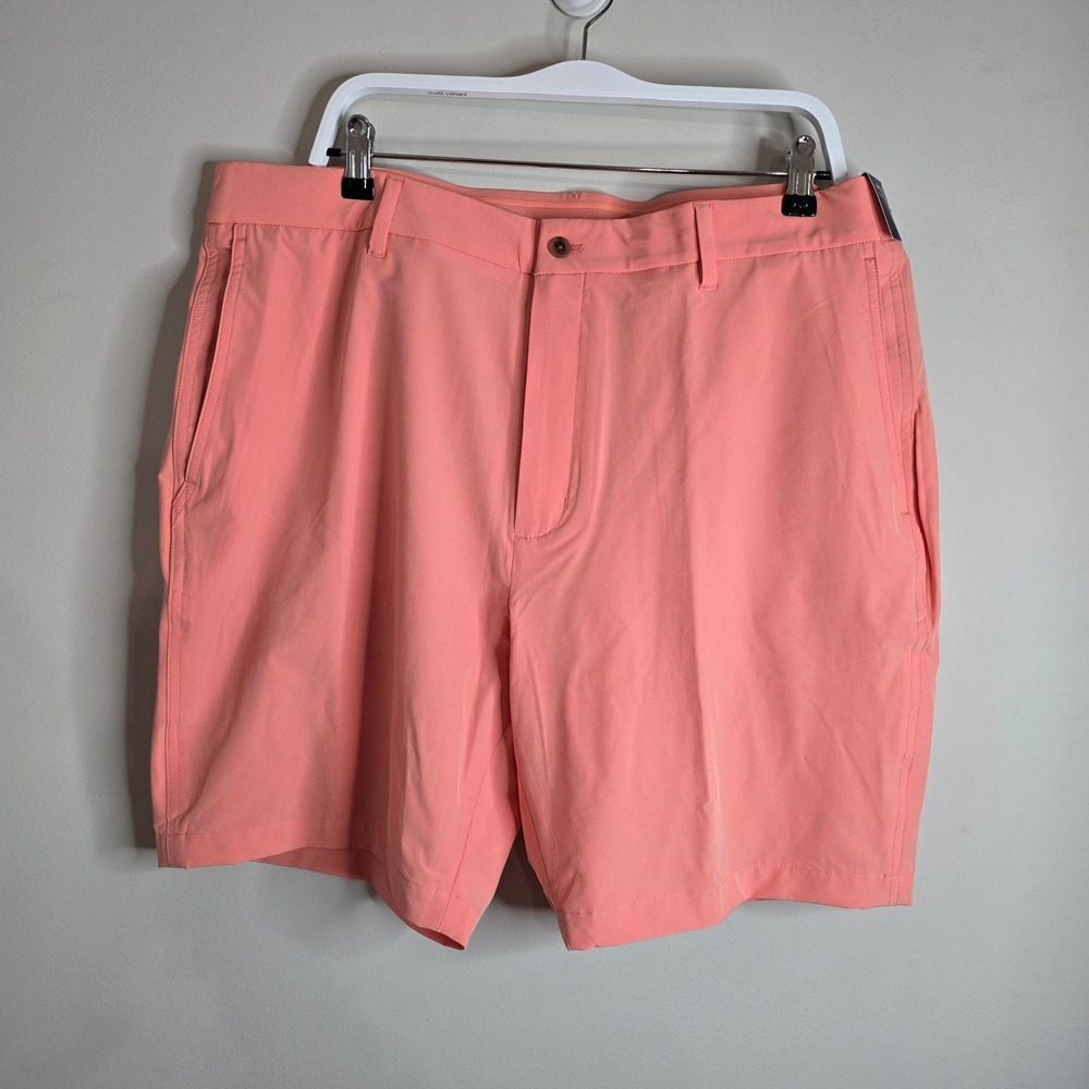 Walter Hagen Mens Performance 11 Golf Shorts Coral Pink Sz 40 Elastic Waist 9in